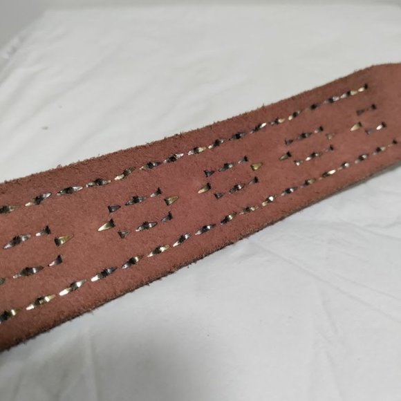 Studded Punk Y2K Brown Leather Jean Belt Rocker Goth Streetwear 90s XL U… - Picture 7 of 8